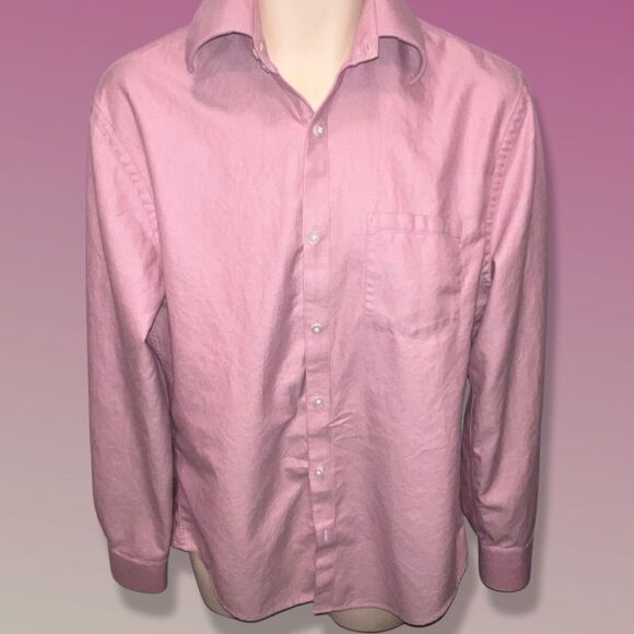 Gene Meyer Herringbone Button Up Shirt Size 15.5 - Picture 2 of 6